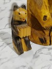 2 Ussr Hand Carved Folk Art Sitting Bear Figures Mcm