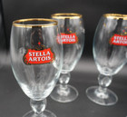 Set Of 4 Stella Artois 40cl Gold Rimmed Beer Glasses Chalices New   No Box  