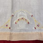 Vintage White Linen Kitchen Tea Towel With Embroidered Design 22   x14   