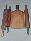 Vintage Lot 3 Wooden Rolling Pins And Small Cutting Board Country Farmhouse