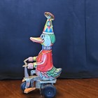 Tin Wind-up Duck On Tricycle Toy Reproduction Vintage Collectible