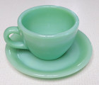 Lot Of 3 Vintage Fireking Jadeite Extra Heavy Green  Restaurant C Cups   Saucers