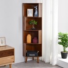 4 Tier Corner Bookshelf Bamboo Bookcase Wood Shelf Organizer Plant Stand Home