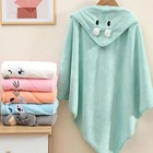 Cute Baby Bath Towel Set     Plush Hooded Towel With Animal Faces  100 Polyester