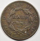 1828 Classic Head Half Cent   13 Stars   Reverse Scratches   Fine Details 