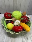 Vtg Bordallo Pinheiro Portugal Cabbage Bowl With Assorted Garden Bouquet Ceramic
