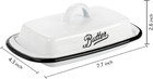 Enamel Butter Dish With Lid  Vintage Enamelware White Butter Tray Black Rim Butt