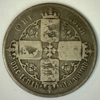 1858 Great Britain Florin Silver 2 Shillings English Coin Condition Graffiti