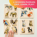 Quokka Wooden Puzzles For Toddlers 1-3   4 Set Pegged Puzzles For Kids Ages 2-4