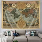 Vintage World Map Tapestry  Antique Old Nautical Map Of The World Wall Art  Hist