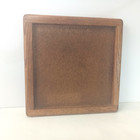 Vtg Large Ceramic Tile Trivet Wheat Flower Mcm Design Oak Framed Hot Plate 9 5 