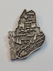 Maine Travel Souvenir Lapel Pin Map Shape Major Cities Pewter