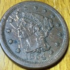 1854 Braided Hair Large Cent 1c Early Us Copper Coin Nice Detail