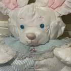 Vintage Fisher Price Baby Puffalump Mouse Rattle Plush 1988 White Blue Pink