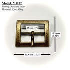 Y3112 Center Bar Buckle Single Prong 25mm 1  Antique Brass High Quality