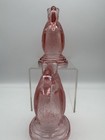 Vintage Pink Frosted Glass Swan Bird Glass Candle Holders