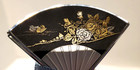 Fan Shaped Compact Mirror With Chain Etched Elegance  Vintage