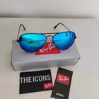 Ray-ban Rb3026  Aviator Sunglasses  black Frame 62mm Large Blue Lens