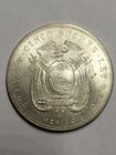1944 Ecuador 5 Sucres Brilliant Uncirculated Silver Coin Lustrous
