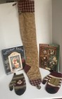 Ooak Vtg  Primitive Country Style Christmas Jingle Bell 30    Stocking Mittens Lot