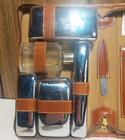 Vintage Mens Toiletry Shave Kit Travel Leather Silver Metal Complete 50s 60s