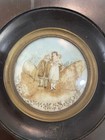 Rare Antique French Mourning Hair Art Domed Glass Wooden Frame People C1880