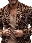 Velvet Men s Blazer Classic Leopard Print Peak Lapel Tuxedo Trendy Jacket Coat