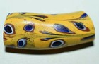 Antique Venetian Yellow Italian Pulled Feather Semi Elbow Bead  African Trade