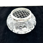 Vintage Made In England Glass Bud Vase With Metal Mesh Lid Flower Frog
