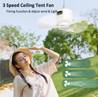 1pcs 8000mah Rechargeable Camping Ceiling Fan With Light   Remote Control - New