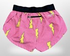 Chicknlegs Running Shorts Xs Pink Lightning Bolt Nylon Lined Track Marathon Race