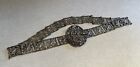 Superb Antique Art Nouveau Sterling Silver Repousse Cherub Panel Fashion Belt