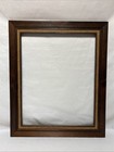 Vintage Mid Century Reeded Wood Frame W  Burlap 24 5 x20 5  Fits 20 x16 