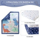 3 Piece Crib Bedding Set For Boys - Baby Crib Dinosaur Bedding Set With Fitte   