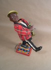 1950s Wind Up Tin Litho Toy Louis Armstrong Nomura Japan  tn  Works