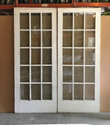 Antique Pair 15 Lite Wood 38x92 Shabby White Large French Doors Old Vtg 1178-23b