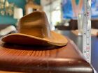 Vintage antique Solid Wood Box With Cowboy Hat And Leather Coasters 