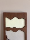 Vintage Mid Century Wall Art Plaque Artist Signed Enamel On Copper And Mahogany