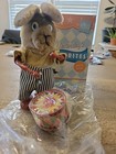 Vintage Russ Wind Up Bunny W Metal Drum 6  Works Fabric Toy Yesterday s Fav Nib