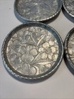 Everlast Hand Forged Vtg Set Of 6 Drink Coasters Metal Aluminum Floral Dogwood