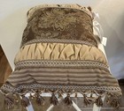 New Crosscill Home Taupe Marcella Boudoir Pillow W tassels   Bead Trim 20   x14   