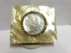 Vintage Mother Of Pearl brass Compact With White Stones Sq Sz 2 3 4 In By 2 3 8