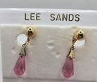 Vintage Lee Sands Clip Dangling 1 2  Amber  Pink  Set Of 2 Nwot 