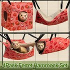 4 Pcs Ferret Hammock Set washable Guinea Pig Hideout Bed soft Hamster Toys Ha   
