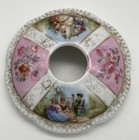 Antique Porcelain Hair Receiver Pink Dresden Style Courting Couple Austria 1900