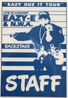 Eazy-e 1989 Eazy Duz It Tour Original Laminated Backstage Staff Pass N w a 