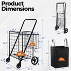 Heavy Duty Folding Grocery Laundry Cart With Detachable Liner   Side Basket