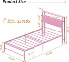 Weehom Twin Bed Frames For Kids Girl With 2 Tiers Wood Storage Shelves Headboard