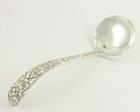 Vintage Stieff Sterling Silver Rose Repousse Sauce Ladle Curved Handle 5  34 Gr