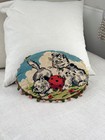 Vintage Pillow Toss Throw Cushion French Needlepoint Cats Ladybug Design Shabby